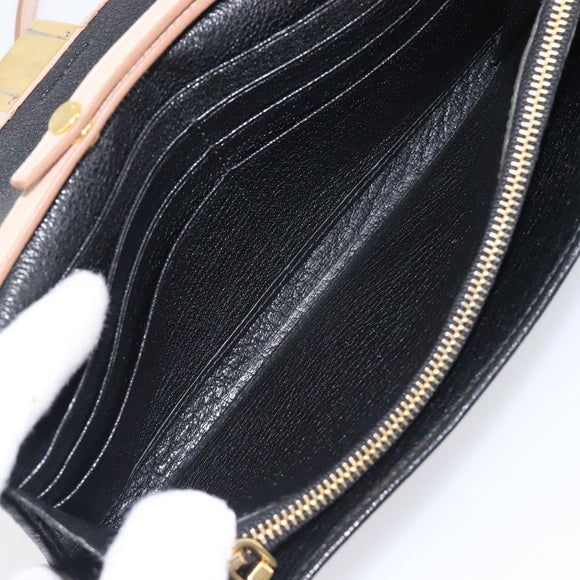 Miu Miu Chain Shoulder Wallet Leather Gold Pink Auth BA16081A