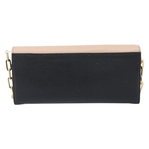 Miu Miu Chain Shoulder Wallet Leather Gold Pink Auth BA16081A