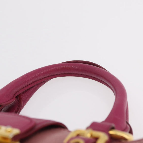 Miu Miu Madras Hand Bag Leather 2way Pink Gold Tone Auth BA16083