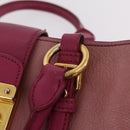 Miu Miu Madras Hand Bag Leather 2way Pink Gold Tone Auth BA16083-16