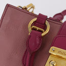Miu Miu Madras Hand Bag Leather 2way Pink Gold Tone Auth BA16083-17