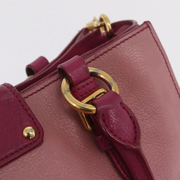 Miu Miu Madras Hand Bag Leather 2way Pink Gold Tone Auth BA16083