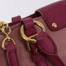 Miu Miu Madras Hand Bag Leather 2way Pink Gold Tone Auth BA16083-19