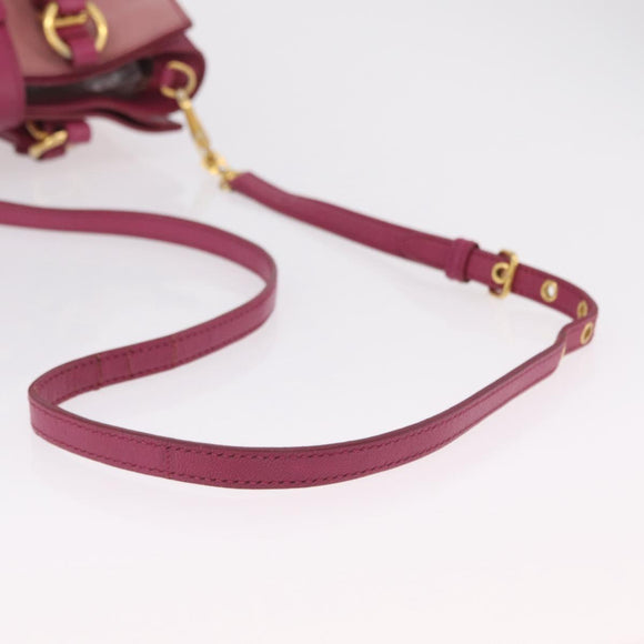 Miu Miu Madras Hand Bag Leather 2way Pink Gold Tone Auth BA16083