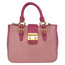 Miu Miu Madras Hand Bag Leather 2way Pink Gold Tone Auth BA16083-13