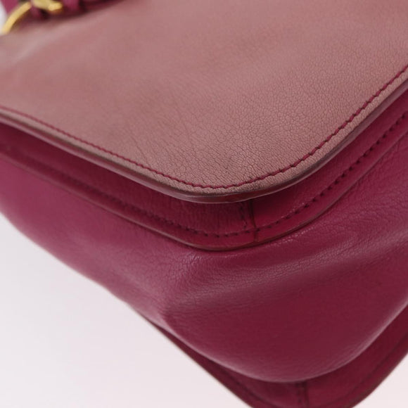 Miu Miu Madras Hand Bag Leather 2way Pink Gold Tone Auth BA16083