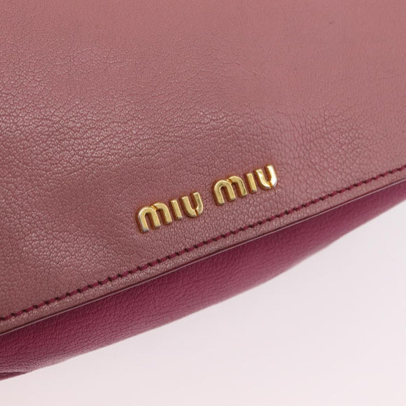 Miu Miu Madras Hand Bag Leather 2way Pink Gold Tone Auth BA16083