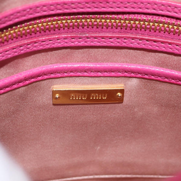 Miu Miu Madras Hand Bag Leather 2way Pink Gold Tone Auth BA16083