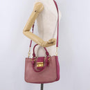 Miu Miu Madras Hand Bag Leather 2way Pink Gold Tone Auth BA16083-38
