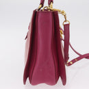 Miu Miu Madras Hand Bag Leather 2way Pink Gold Tone Auth BA16083-5