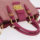Miu Miu Madras Hand Bag Leather 2way Pink Gold Tone Auth BA16083-14