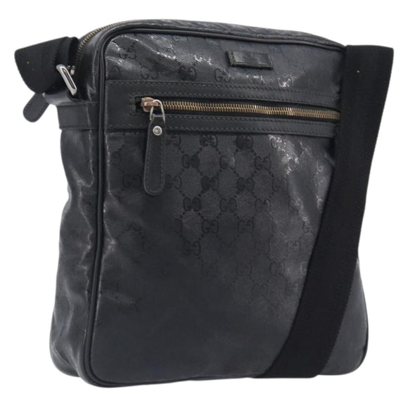 GUCCI GG Implementation Shoulder Bag Coated Canvas Black 201448 Auth BA16084