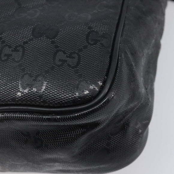 GUCCI GG Implementation Shoulder Bag Coated Canvas Black 201448 Auth BA16084