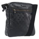 GUCCI GG Implementation Shoulder Bag Coated Canvas Black 201448 Auth BA16084-1