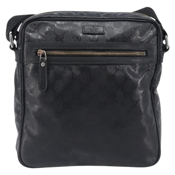 GUCCI GG Implementation Shoulder Bag Coated Canvas Black 201448 Auth BA16084
