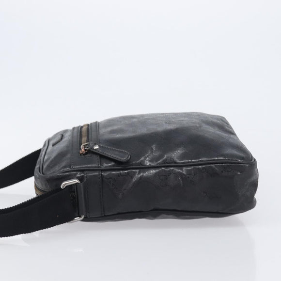 GUCCI GG Implementation Shoulder Bag Coated Canvas Black 201448 Auth BA16084