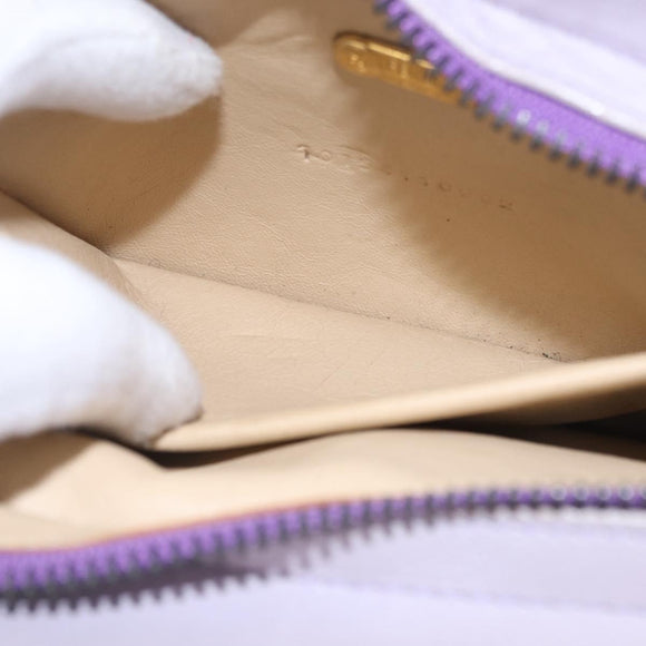 FENDI Hand Bag Leather Purple Gold Tone Auth BA16086