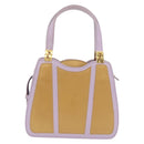 FENDI Hand Bag Leather Purple Gold Tone Auth BA16086-3
