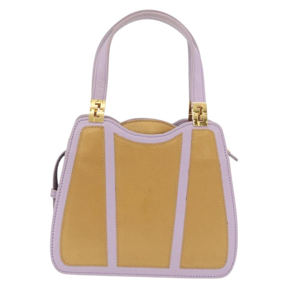 FENDI Hand Bag Leather Purple Gold Tone Auth BA16086