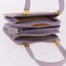 FENDI Hand Bag Leather Purple Gold Tone Auth BA16086-7