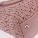 Miu Miu Matelasse Hand Bag Leather 2way Pink Silver Auth BA16088-17