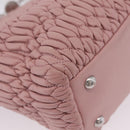 Miu Miu Matelasse Hand Bag Leather 2way Pink Silver Auth BA16088-19