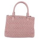 Miu Miu Matelasse Hand Bag Leather 2way Pink Silver Auth BA16088-2