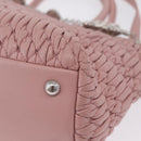 Miu Miu Matelasse Hand Bag Leather 2way Pink Silver Auth BA16088-20