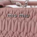 Miu Miu Matelasse Hand Bag Leather 2way Pink Silver Auth BA16088-21