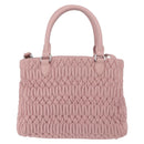 Miu Miu Matelasse Hand Bag Leather 2way Pink Silver Auth BA16088-3
