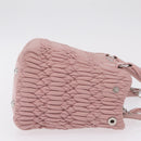 Miu Miu Matelasse Hand Bag Leather 2way Pink Silver Auth BA16088-4
