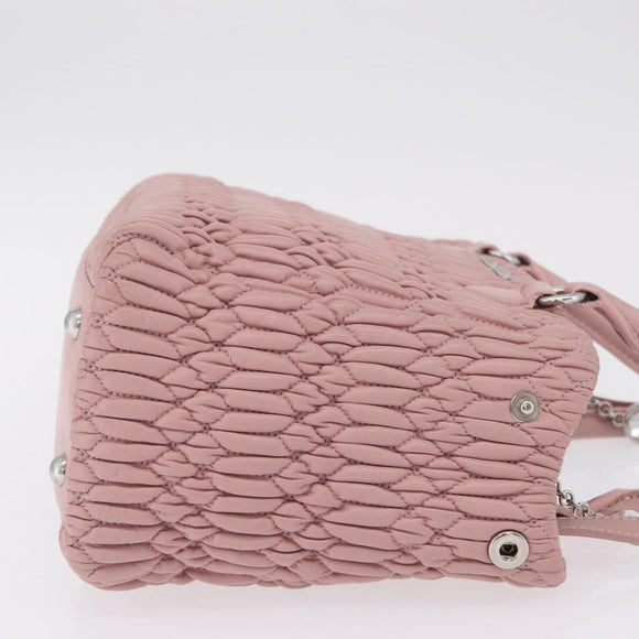 Miu Miu Matelasse Hand Bag Leather 2way Pink Silver Auth BA16088