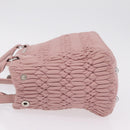Miu Miu Matelasse Hand Bag Leather 2way Pink Silver Auth BA16088-5