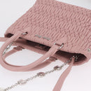 Miu Miu Matelasse Hand Bag Leather 2way Pink Silver Auth BA16088-6