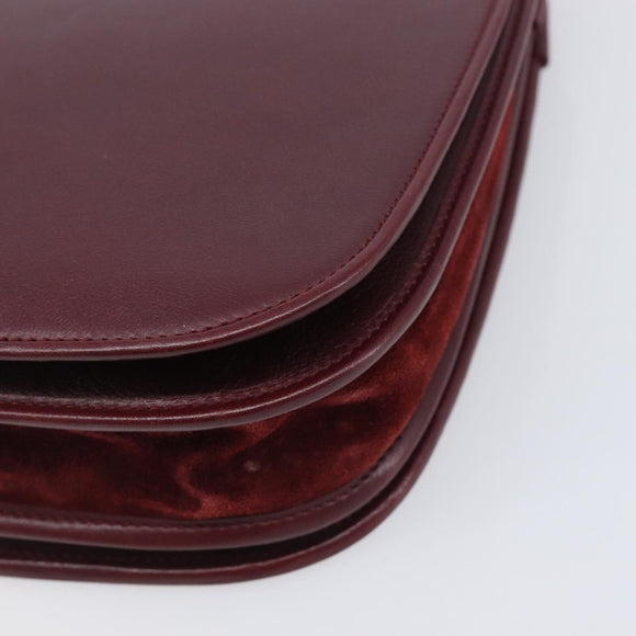 Cartier Shoulder Bag Leather Bordeaux Gold Tone Auth BA16089