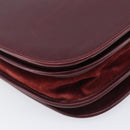 Cartier Shoulder Bag Leather Bordeaux Gold Tone Auth BA16089-14