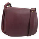 Cartier Shoulder Bag Leather Bordeaux Gold Tone Auth BA16089-1