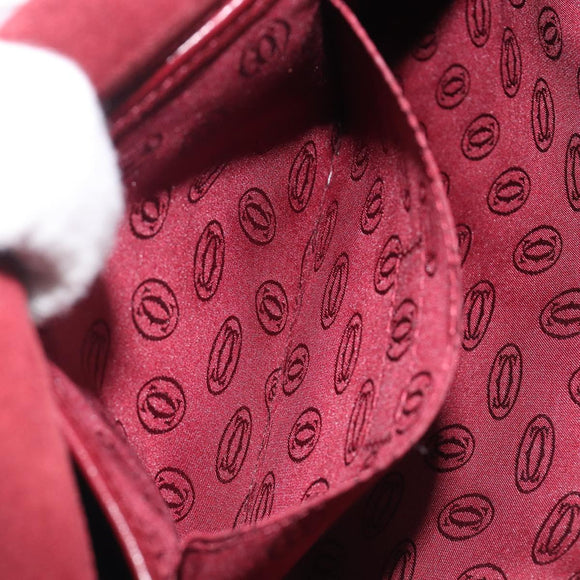 Cartier Shoulder Bag Leather Bordeaux Gold Tone Auth BA16089