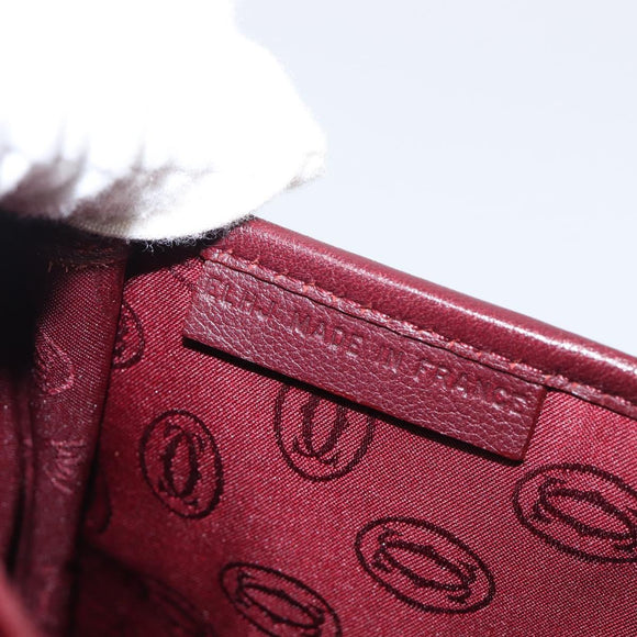 Cartier Shoulder Bag Leather Bordeaux Gold Tone Auth BA16089