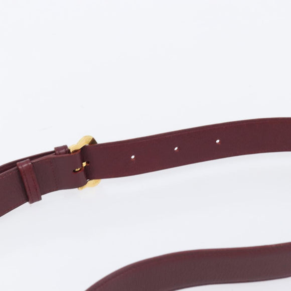 Cartier Shoulder Bag Leather Bordeaux Gold Tone Auth BA16089