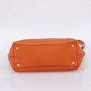 Miu Miu Tote Bag Leather 2way Orange Gold Tone Auth BA16090-5