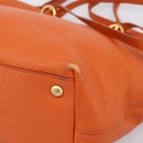 Miu Miu Tote Bag Leather 2way Orange Gold Tone Auth BA16090-16