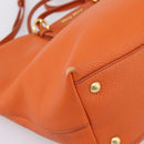 Miu Miu Tote Bag Leather 2way Orange Gold Tone Auth BA16090-17