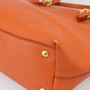 Miu Miu Tote Bag Leather 2way Orange Gold Tone Auth BA16090-18