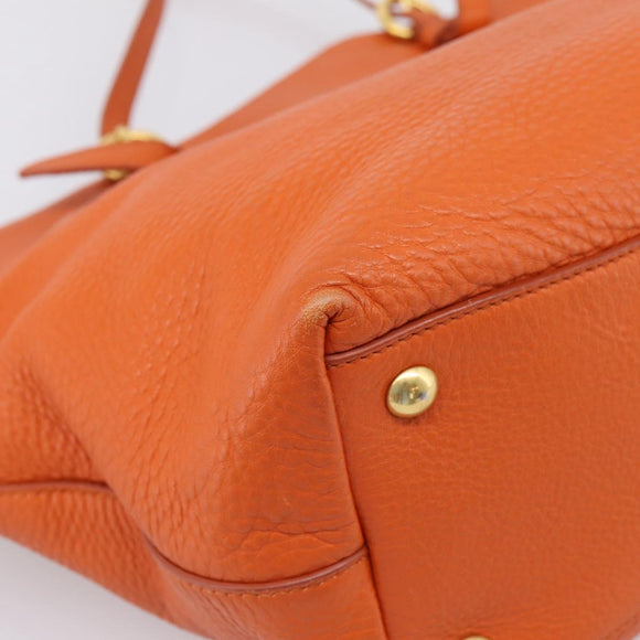 Miu Miu Tote Bag Leather 2way Orange Gold Tone Auth BA16090