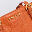 Miu Miu Tote Bag Leather 2way Orange Gold Tone Auth BA16090-20