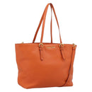 Miu Miu Tote Bag Leather 2way Orange Gold Tone Auth BA16090-1
