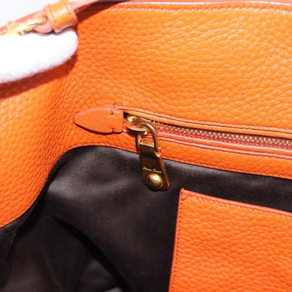Miu Miu Tote Bag Leather 2way Orange Gold Tone Auth BA16090