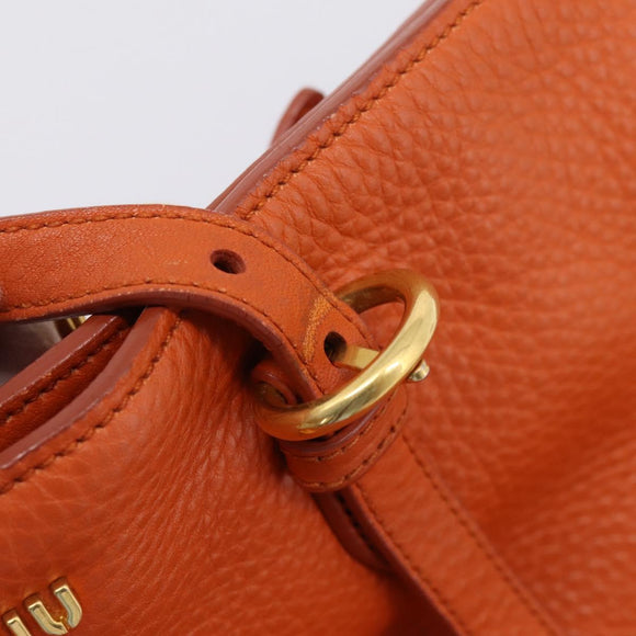 Miu Miu Tote Bag Leather 2way Orange Gold Tone Auth BA16090