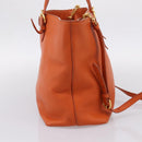 Miu Miu Tote Bag Leather 2way Orange Gold Tone Auth BA16090-3